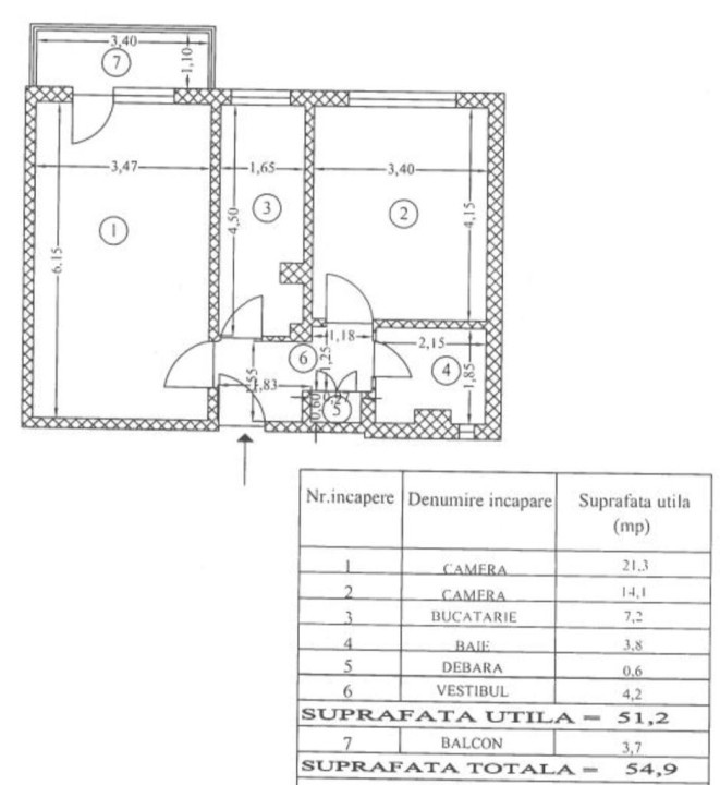 Vanzare apartament 2 camere Romancierilor