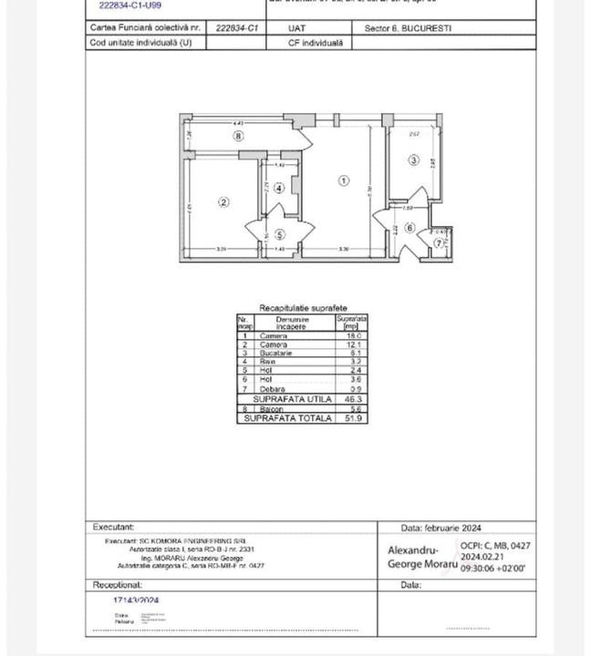 Vanzare apartament 2 camere Militari Lujerului