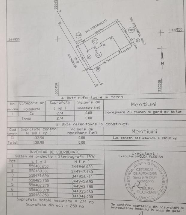 Casă 4 camere  3 dormitoare in zona București Noi -Singur în curte