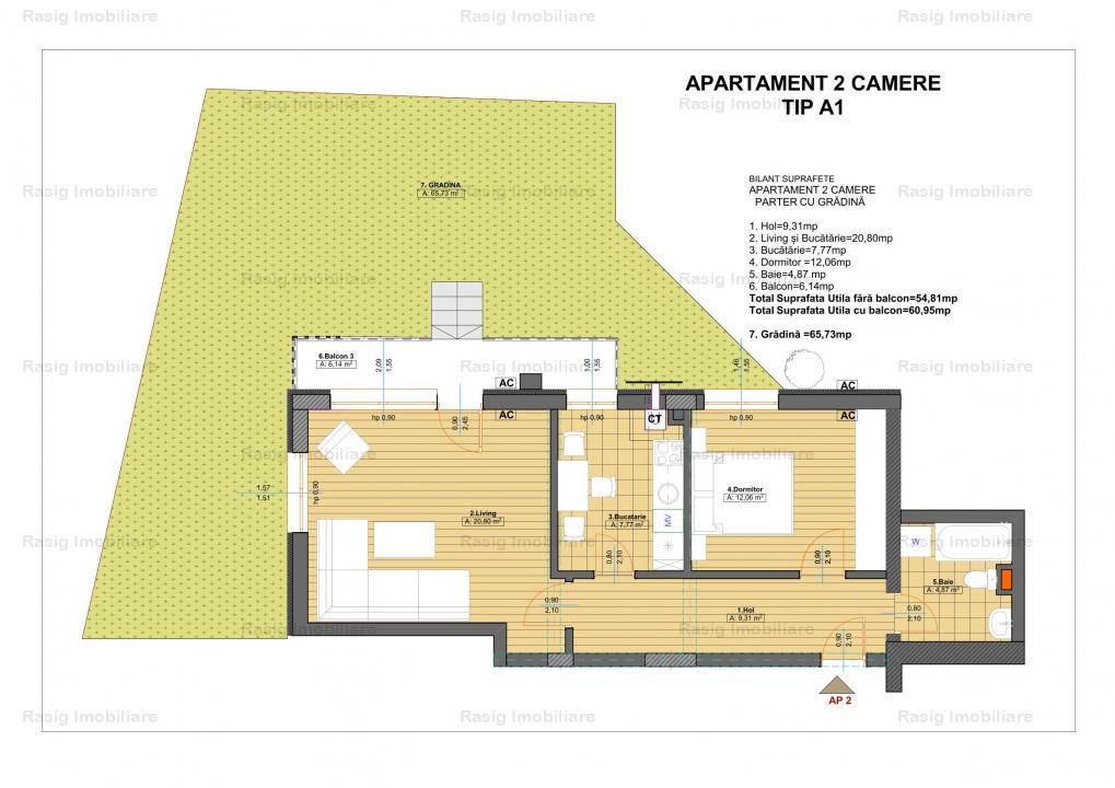  Apartament 2 camere cu balcon si gradina ! Comision 0%