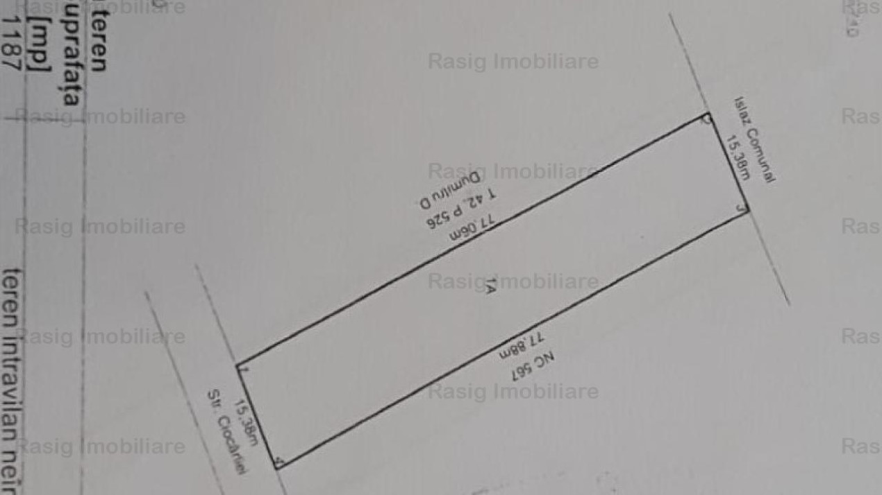 Teren intravilan 1187 mp , strada asfaltata , utilitati 